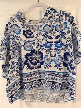 Rachel Zoe Blue Floral Top